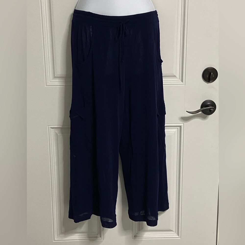 9- JEAN PAUL GAULTIER Navy Sheer Mesh SWIMSUIT COVER-UP Cropped Pants